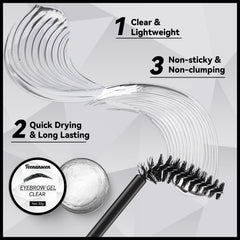 Teenanseen Gel Sourcils Incolore, brosse intégrée facilitant le façonnage sans bavure