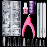 Teenitor Pointes Coffin Transparentes, ensemble complet pour une pose rapide et naturelle des ongles.