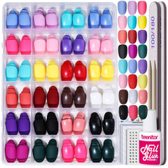 Teenitor ongles ovales courts en 24 couleurs pour un look naturel et polyvalent.