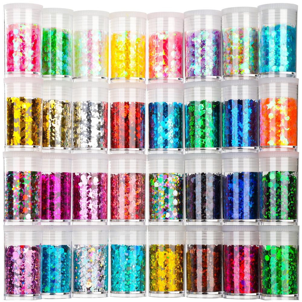 Teenitor paillettes hexagonales et étoiles pour une brillance holographique multicolore.
