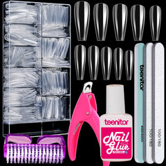 Teenitor tips ongles coffin clairs, ensemble de 600 pièces pour usage à domicile.