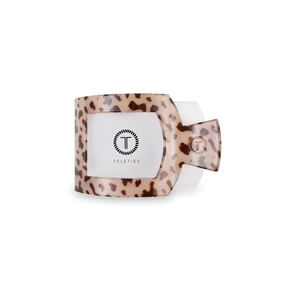 Teleties clip plat carré grand blond tortue, maintien sûr pour cheveux épais en yoga.