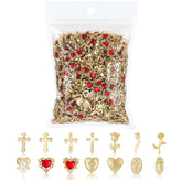 TemBelle ensemble charms dorés pour ongles, variété luxueuse pour personnaliser votre art des ongles