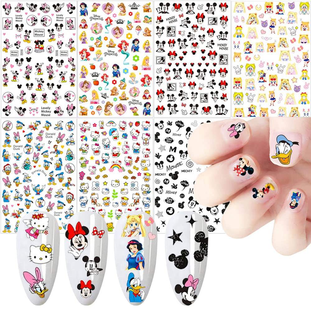 Temote decals cartoon pour ongles 7-feuilles, décoration rapide et ludique.