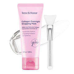 TEREZ & HONOR Collagen Night Wrap Mask packaging front highlights hydration.