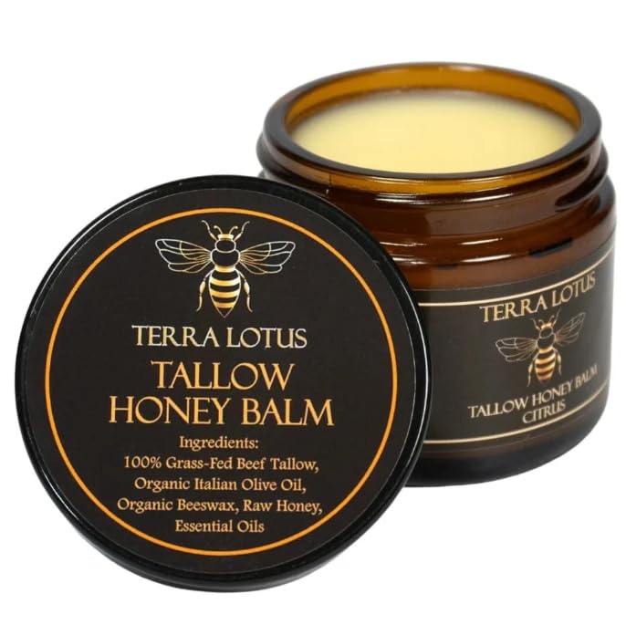 Terra Lotus honey-tallow balm jar for nourished, non-greasy skin.