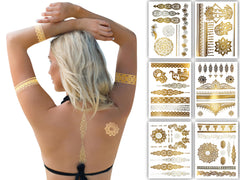 Terra Tattoos or mandalas géométriques et fleurs pour bras, glamour durable.