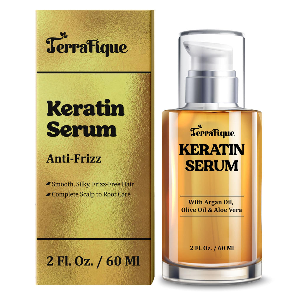 TERRAFIQUE Keratine Sérum anti-frizz en bouteille, démêlage facile