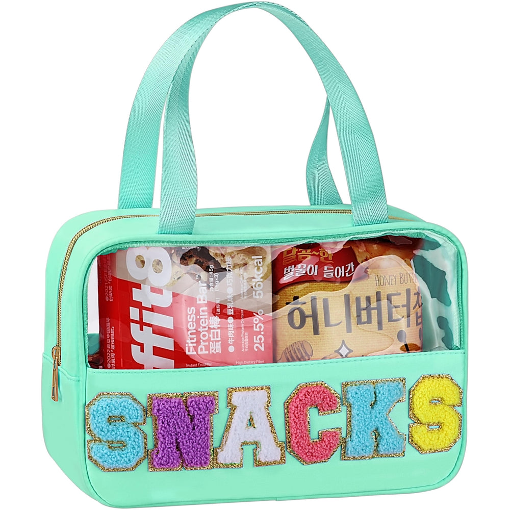 TESAFNG sac snack clair chenille lettres, idéal pour ranger collations avec style