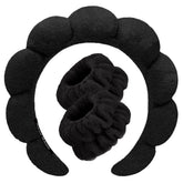 Tetizo bandeau spa visage éponge noir, retient les cheveux et évite les éclaboussures.