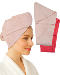 Textila turban cheveux 100 coton rouge, ultra absorbant pour démarrer le séchage en douceur.