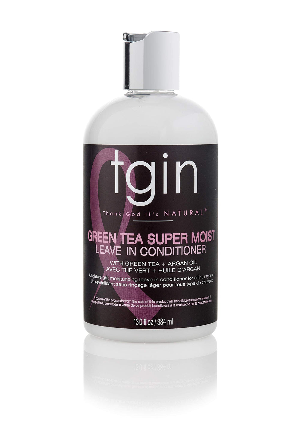 Soin sans rinçage tgin au thé vert pour boucles hydratées et définies.