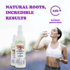 Thai Deodorant Stone Bouteille Transparente - flacon clair et brume rafraîchissante.