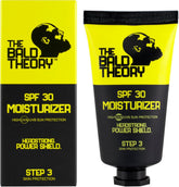 The Bald Theory SPF30 – bouteille prête à appliquer pour une protection légère.