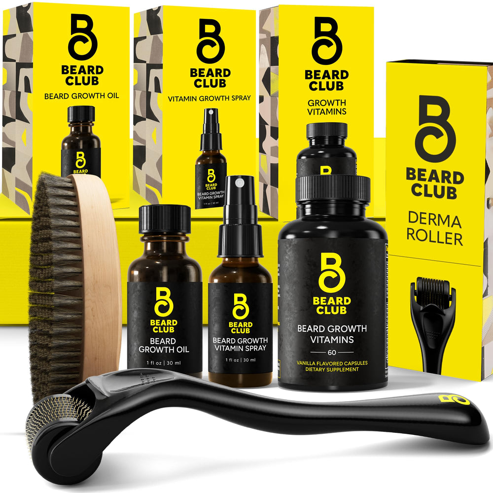 The Beard Club Derma Roller avec aiguilles titane pour rafraîchir la peau du visage.