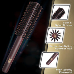 The Beard Struggle Viking Roller Brush démêlage-sans-effort pour barbe soignée.