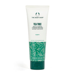 The Body Shop arbre-à-thé, bouteille nettoyant moussant purifiant pour peau grasse.