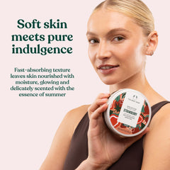 The Body Shop Beurre corporel fraise: éclat naturel après application légère.