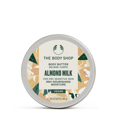 The Body Shop Beurre Lait Amende Pot montre texture riche et hydratante