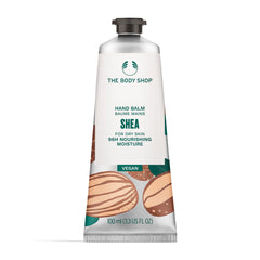 The Body Shop Shea Hand Balm, pot karité, hydratation rapide pour les mains.