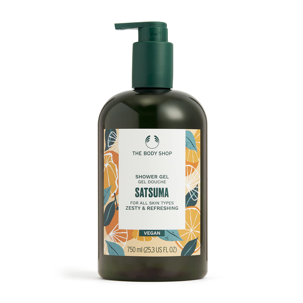 The Body Shop Satsuma Gel Douche, bouteille lumineuse pour une douche vivifiante.