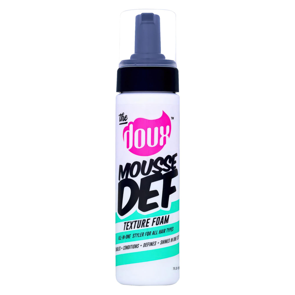 The Doux Mousse Coiffage: bouteille élégante pour un coiffage rapide et durable.