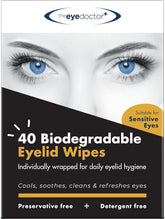 The Eye Doctor lingettes paupières biodegradables, 80 unités, nettoyage en douceur des paupières.