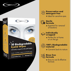 The Eye Doctor lingettes paupières sans conservateurs, soin doux et sans rinçage.
