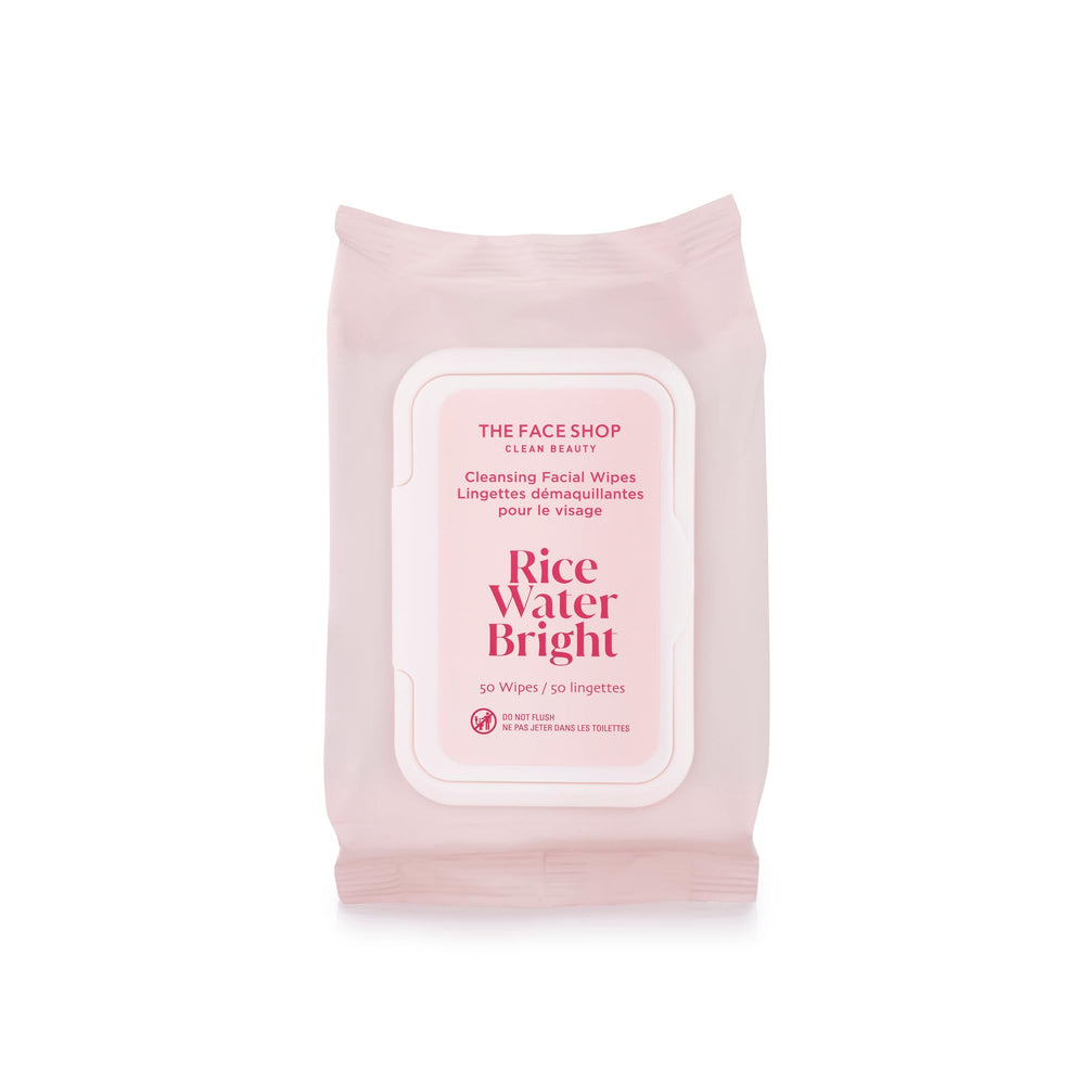 The Face Shop lingettes démaquillantes eau riz Bright, nettoie les impuretés.
