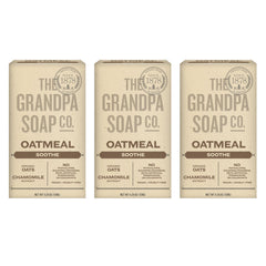Savon The Grandpa Soap Company à l’avoine bio et camomille pour exfolier en douceur.