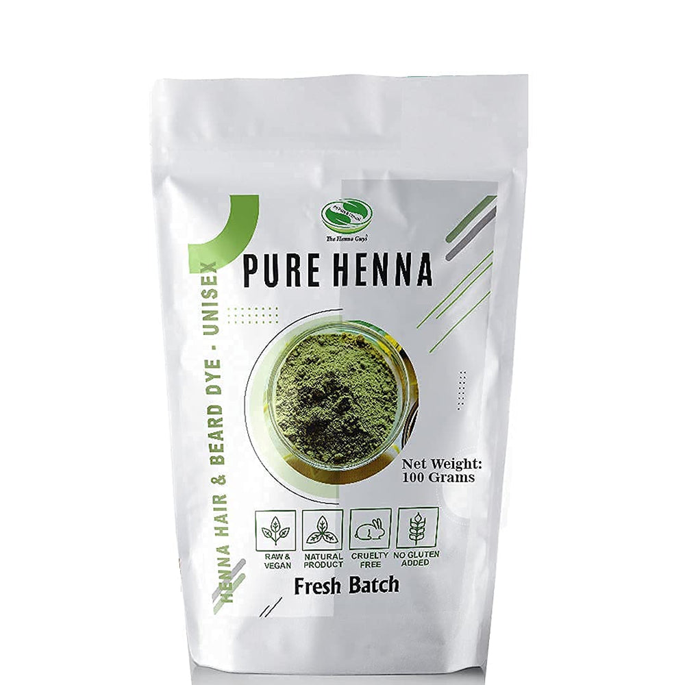 The Henna Guys emballage poudre henné rouge 100 g pour couleur naturelle.