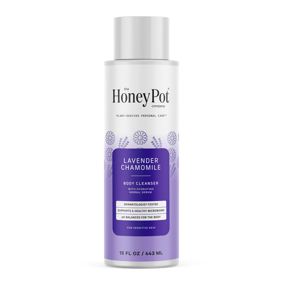 The Honey Pot Company, bouteille gel douche lavande camomille, hydratation douce pour la peau.