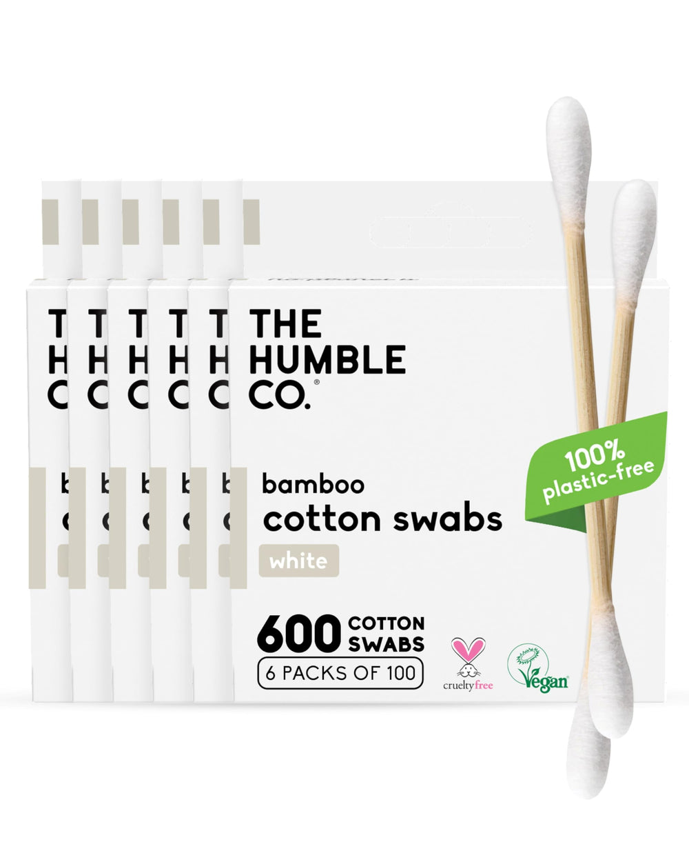 The Humble Co cotons-tiges bambou en paquet 600, pour oreilles et maquillage.