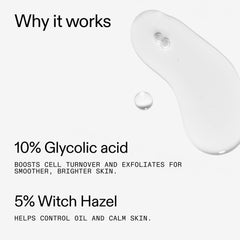 The INKEY List Toner 10% Glycolic : application sur le visage avec coton, effet net