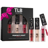The Lip Bar Perfect Pout mini lip trio gift set packaging, gift-ready presentation.