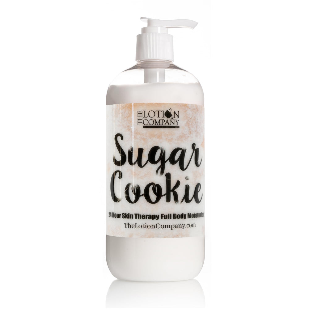 Le flacon The Lotion Company dégage la senteur biscuit sucre et hydrate la peau.