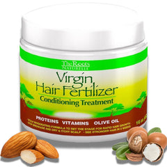 The Roots Naturelle Virgin Hair Fertilizer – bouteille, soin fortifiant pour cheveux renforcés.