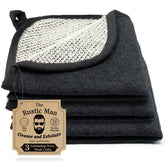 The Rustic Man gants-de-toilette pour visage et corps, double-face, exfoliation en douceur.