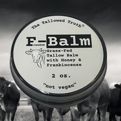 The Tallowed Truth F-Balm Original, emballage Original, prête à hydrater et nourrir la peau.