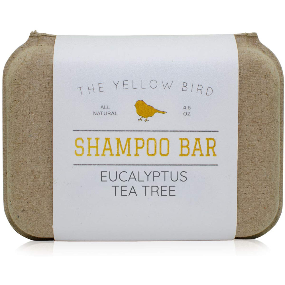 The Yellow Bird savon-cheveux-solide eucalyptus – rafraîchit le cuir chevelu en douceur.