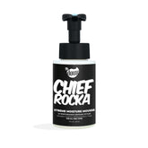 The Doux Chief Rocka Mousse bottle close-up showing deep hydration for curls.