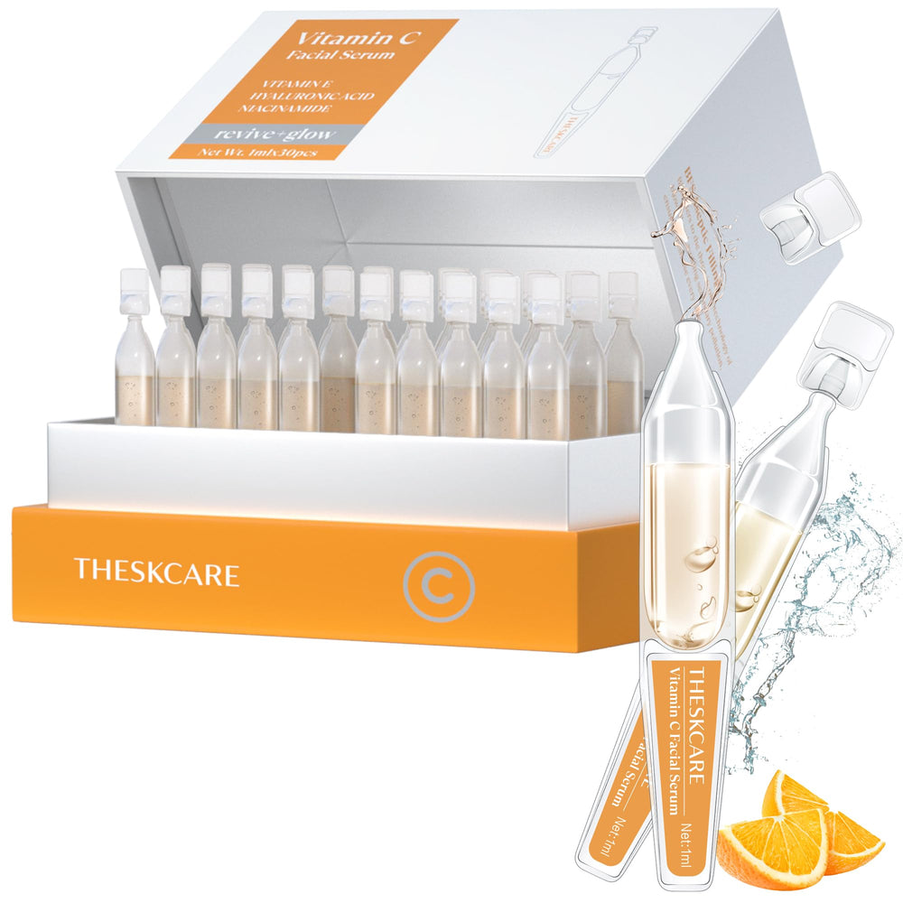 THESKCARE Sérum vitamine C en ampoules – application facile sur le visage