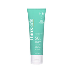 Thinkkids crème solaire minérale SPF 50+, flacon pratique pour enfants, excellente protection quotidienne.
