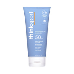 Thinksport: bouteille minérale SPF50 prête pour les activités sportives.