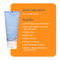 Thinksport etiquette oxyde-de-zinc clair montre une formulation transparente et simple.