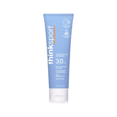 Thinksport SPF30 bouteille minérale, protection claire pour visage et corps.