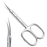 THRAU Cuticle Scissors with curved blade close-up for precise trimming and salon-like accuracy.