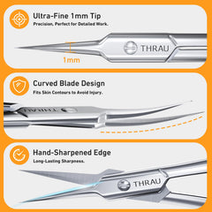 THRAU Cuticle Scissors multipurpose grooming tool for nails, brows, and lashes.