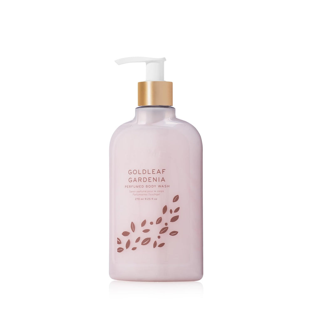 Thymes gel douche hydratant Goldleaf Gardenia – bouteille prête pour votre routine hydratante.