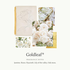 Thymes Goldleaf fragrance closeup highlighting the heady floral notes for daily luxury.